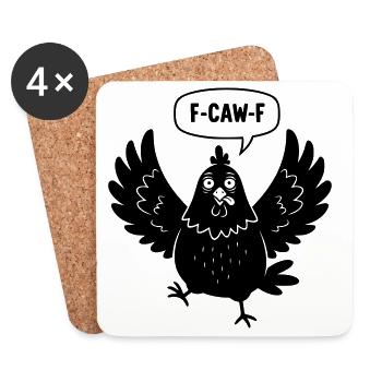 Wütendes Cartoon-Huhn schreit F-CAW-F - Untersetzer (4er-Set) - Weiß - Vorne