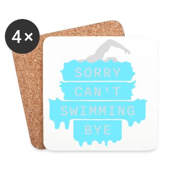 Sorry Can't Swimming Bye Schwimmer Ausrede Humor - Untersetzer (4er-Set) - Weiß - Vorne