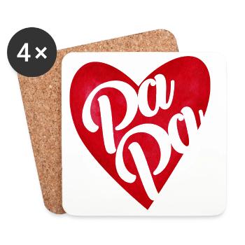 Red Heart Dad – Papa-Geschenk - Untersetzer (4er-Set) - Weiß - Vorne