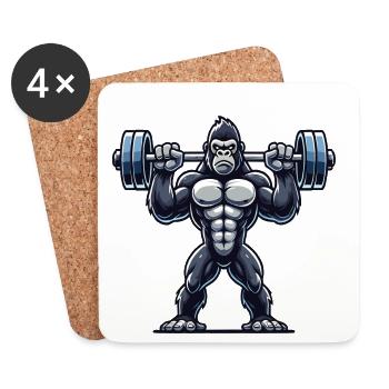Gorilla Powerful Dumbbell - Coasters (set of 4) - white - Front