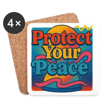 Protect Your Peace Retro Sunset - Untersetzer (4er-Set) - Weiß - Vorne