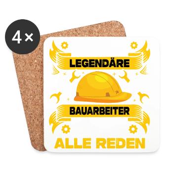 Bauleiter Geschenke Bauarbeiter Strassenbau - Untersetzer (4er-Set) - Weiß - Vorne
