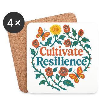 Cultivate Resilience Floral Heart - Coasters (set of 4) - white - Front