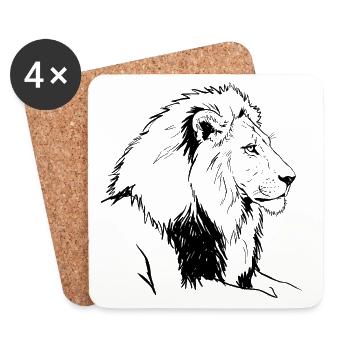 Lion - Dessous de verre (lot de 4) - blanc - Devant