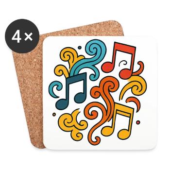 Bunte Musiknoten - Untersetzer (4er-Set) - Weiß - Vorne