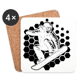 Graphisme de snowboard pour snowboard - Dessous de verre (lot de 4) - blanc - Devant