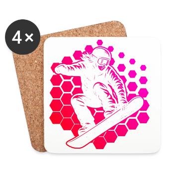 Motif classique du snowboard - Dessous de verre (lot de 4) - blanc - Devant