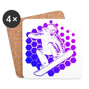 Motif de snowboard clair pour chaque jour - Dessous de verre (lot de 4) - blanc - Devant