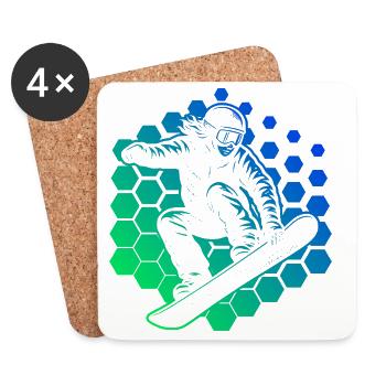 Motif de snowboard frais pour snowboard - Dessous de verre (lot de 4) - blanc - Devant