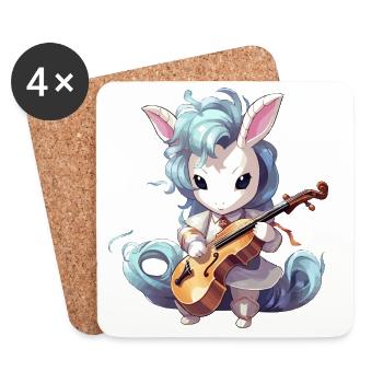 Violine spielendes Einhorn - Untersetzer (4er-Set) - Weiß - Vorne