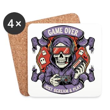 Game Over Horror Skull Gamer - Coasters (set of 4) - white - Front