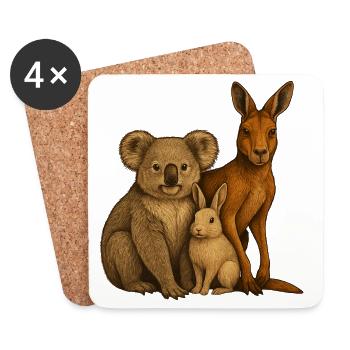 Koala Kangaroo Rabbit - Coasters (set of 4) - white - Front