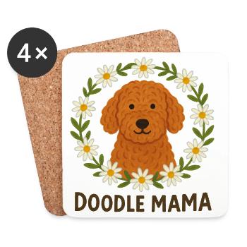 Doodle Dog Daisy Frame - Coasters (set of 4) - white - Front