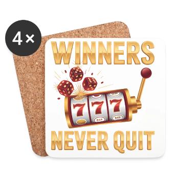 Gewinner geben nie auf – Lustiges Casino-Meme - Untersetzer (4er-Set) - Weiß - Vorne