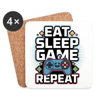 Eat Sleep Game Repeat - Coasters (set of 4) - white - Front