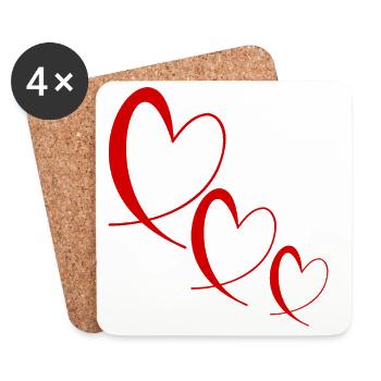 HERZ. VALENTINSTAG. HERZ. ICH LIEBE DICH. ICH LIEBE - Untersetzer (4er-Set) - Weiß - Vorne