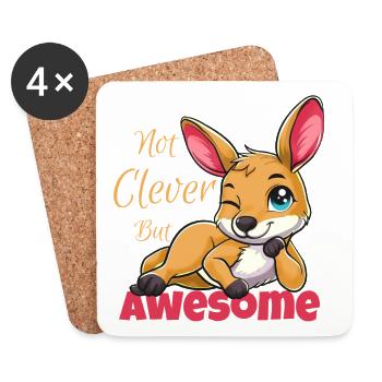 Not clever but great kangaroo - Coasters (set of 4) - white - Front