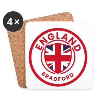 England Bradford Round Abzeichen - Untersetzer (4er-Set) - Weiß - Vorne