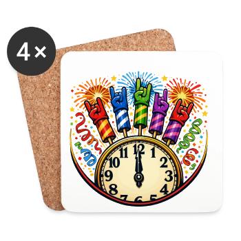 Bonne année - Rock n Roll - Dessous de verre (lot de 4) - blanc - Devant