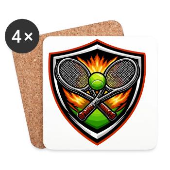 Flaming Tennis Shield Emblem - Coasters (set of 4) - white - Front