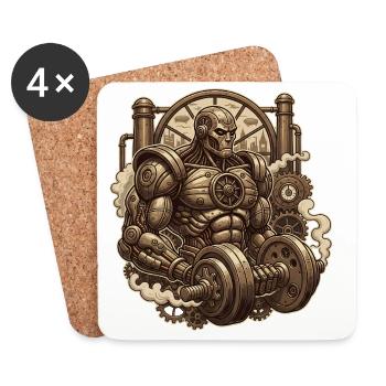 Steampunk Muskeln - Untersetzer (4er-Set) - Weiß - Vorne