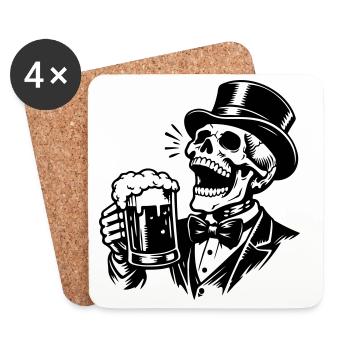 Squelette de bière de marié célibataire - Dessous de verre (lot de 4) - blanc - Devant