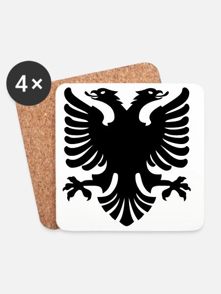 Shqipe Adler – Albanien Doppelkopf Nationalflagge - Untersetzer (4er-Set) - Weiß