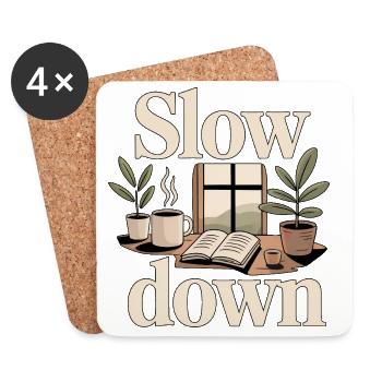 Slow Down Simple Living Anti Hustle Tranquility - Coasters (set of 4) - white - Front