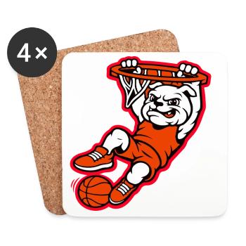 Bulldog Basketball Dunk Maskottchen - Untersetzer (4er-Set) - Weiß - Vorne