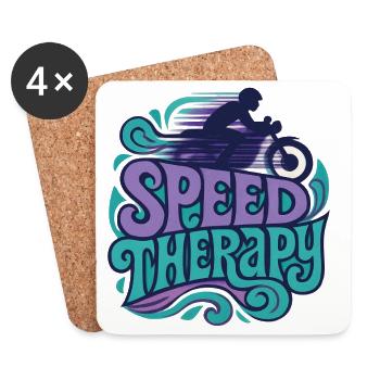 Speed Therapy - Motorcycle - Coasters (set of 4) - white - Front