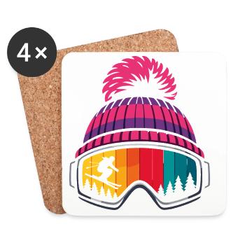 Après Ski Skier Hat Ski Goggles Sports d’hiver - Dessous de verre (lot de 4) - blanc - Devant