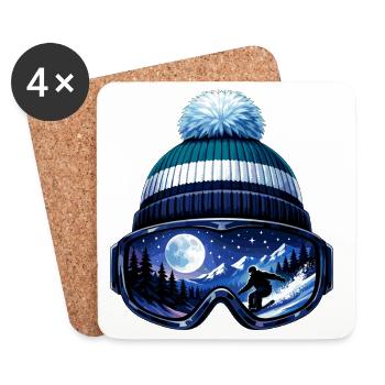Skieur Après Ski Hat Ski Goggles Sports d’hiver - Dessous de verre (lot de 4) - blanc - Devant