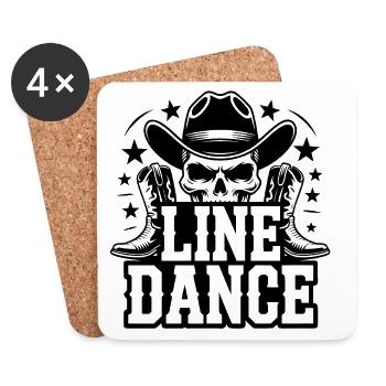 Line Dance – Western Skull Cowboy Tanz - Untersetzer (4er-Set) - Weiß - Vorne
