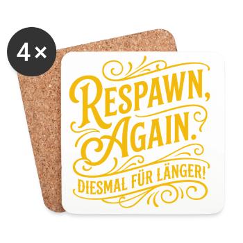 Respawn Again Gaming Spruch Design - Untersetzer (4er-Set) - Weiß - Vorne
