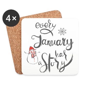 January - Coasters (set of 4) - white - Front