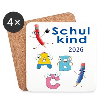  ABC  Schuldkind 2026 - Untersetzer (4er-Set) - Weiß - Vorne