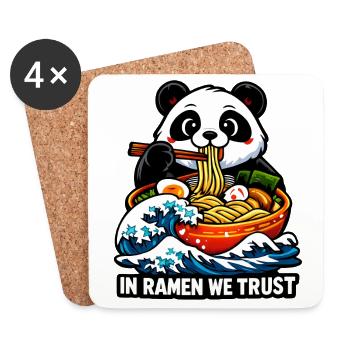 Panda Ramen: In Ramen We Trust - Untersetzer (4er-Set) - Weiß - Vorne