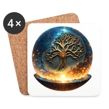 Tree of Life in Balloon - Coasters (set of 4) - white - Front