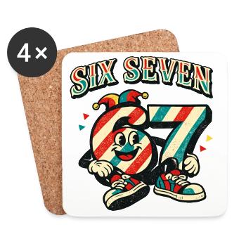 67 Six Seven Fasching Niedlich Italien Meme - Untersetzer (4er-Set) - Weiß - Vorne