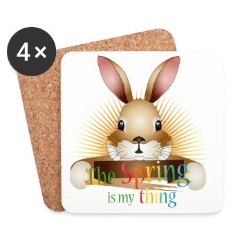 Lapin Radiant – Le Printemps, c’est mon truc - Dessous de verre (lot de 4) - blanc - Devant