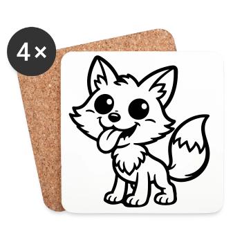 Fox Comic Funny - Coasters (set of 4) - white - Front