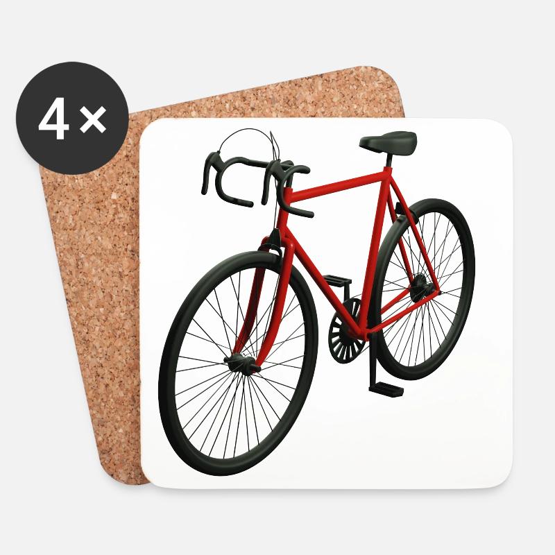 Vélo de route rétro - Dessous de verre (lot de 4) - blanc