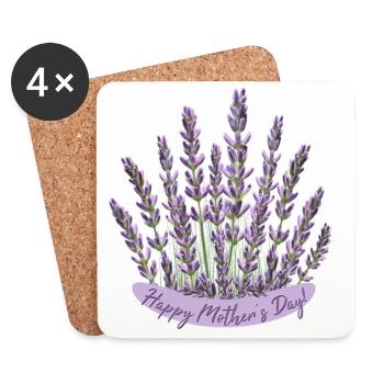 Lavender Heart Mother's Day Motif Best Mom - Coasters (set of 4) - white - Front