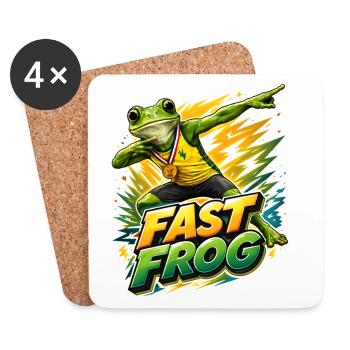 Frosch mit Goldmedaille - Untersetzer (4er-Set) - Weiß - Vorne