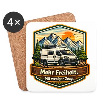 Camping-Mehr Freiheit-mit weniger Zeug-Camper - Untersetzer (4er-Set) - Weiß - Vorne