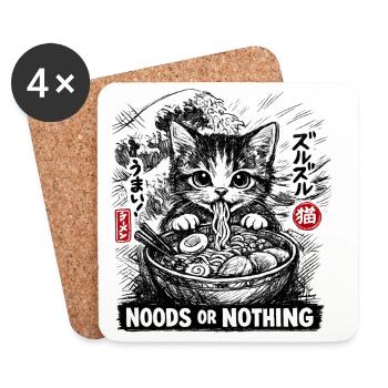 Katzen ramen : Nouilles ou rien - Dessous de verre (lot de 4) - blanc - Devant