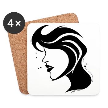 Silhouette Woman - Abstract Face - Coasters (set of 4) - white - Front