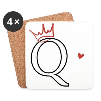 Letter Q Crown Heart - Coasters (set of 4) - white - Front