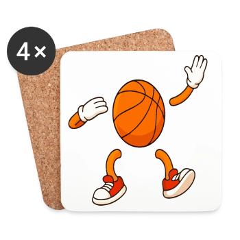 Design de personnage de basket-ball drôle - Dessous de verre (lot de 4) - blanc - Devant