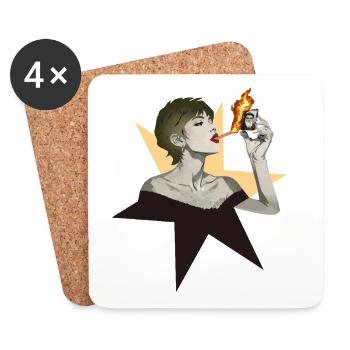 Femme feu 2 - Dessous de verre (lot de 4) - blanc - Devant